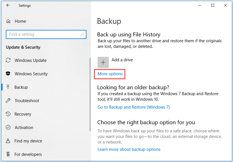 Backup via File History