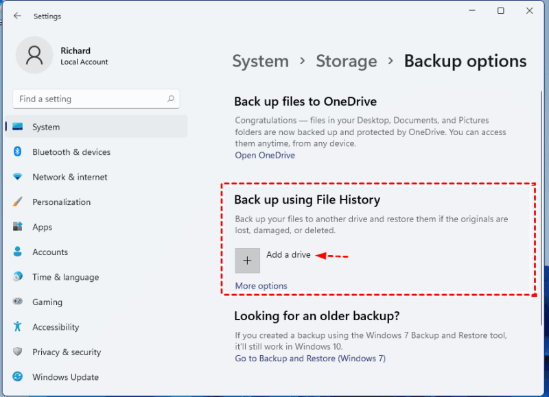 Backup via File History